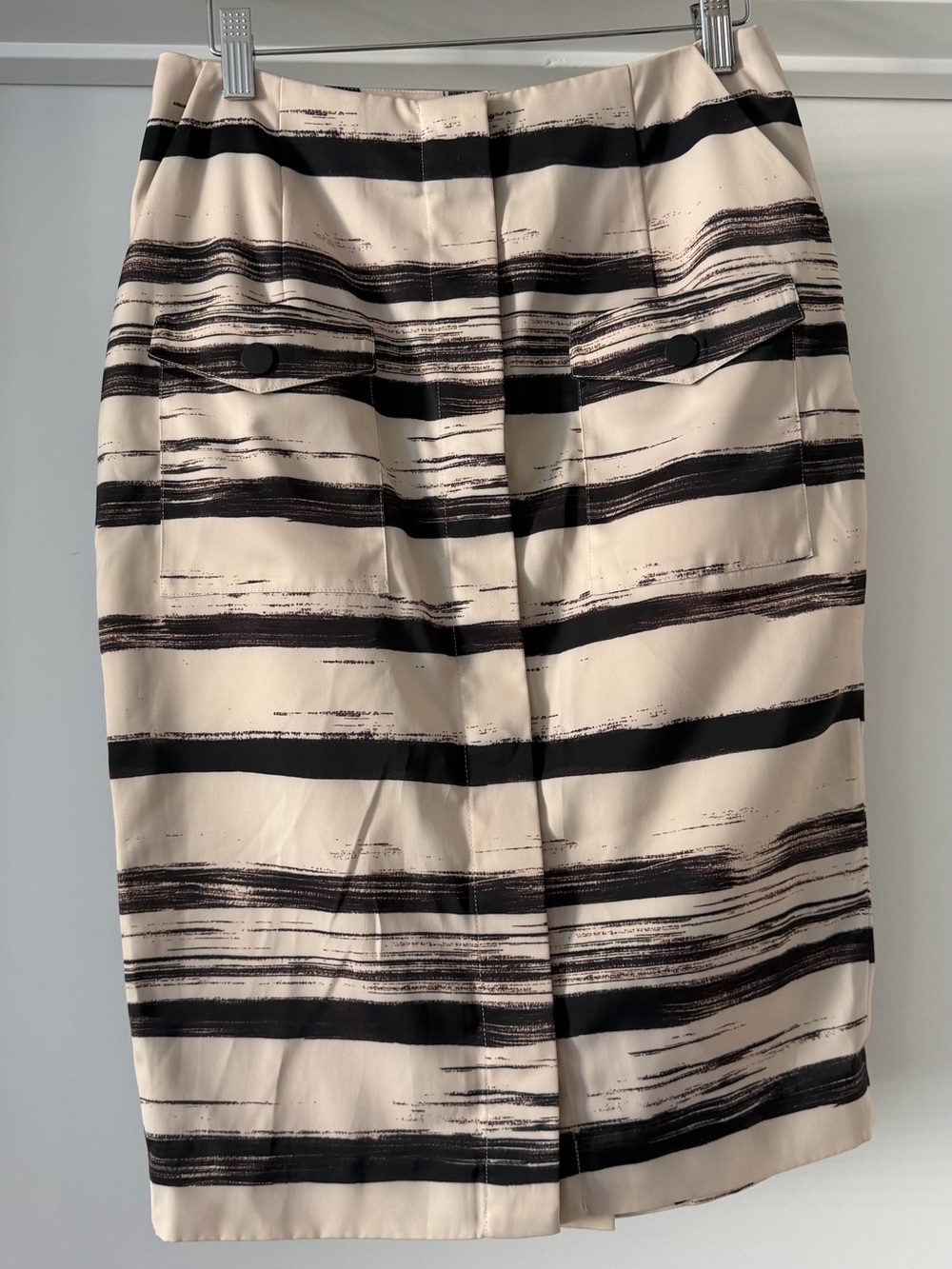 Kendall + Kylie Cream & Black Striped Pencil Skirt – Size S